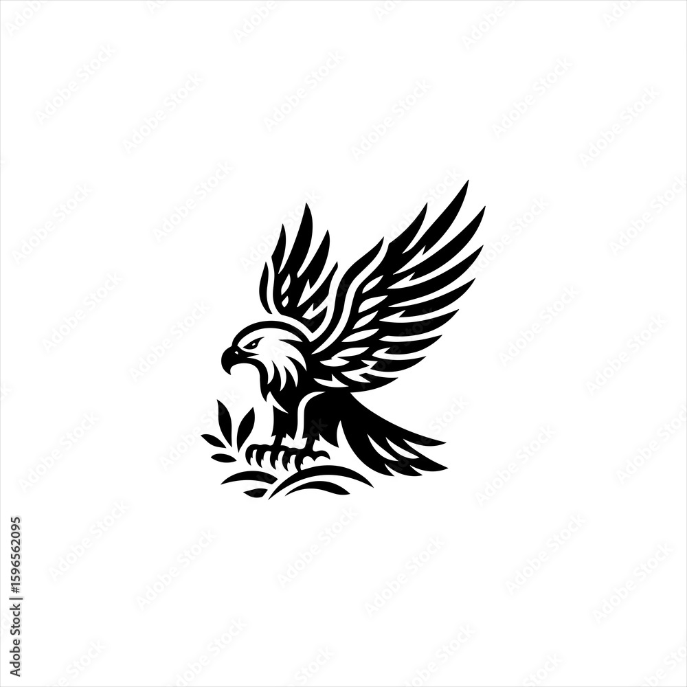 Obraz premium Stylized Black Eagle with Wings Spread.