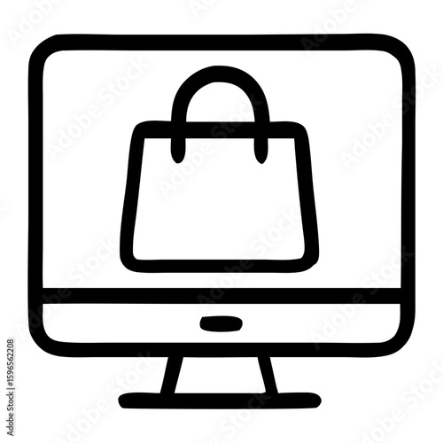 Glyph Style Online Shop Notification Bell Icon On Computer Screen