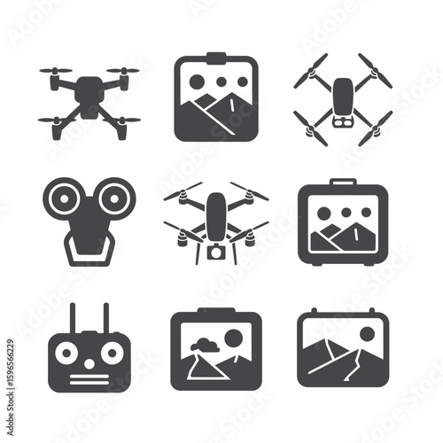 set of icons dron
