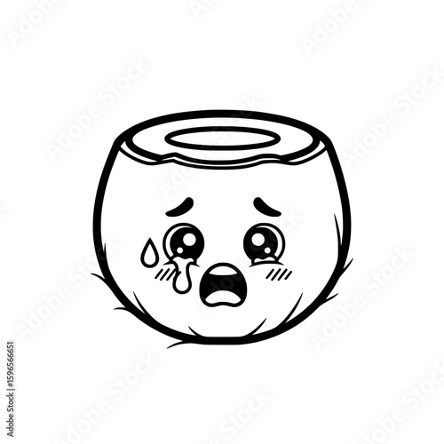 Crying Coconut – Sad Emotion Illustration