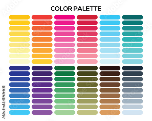 RGB color palette chart. Vibrant Color Palette Swatches for Graphic Design and Branding, Vector illustration