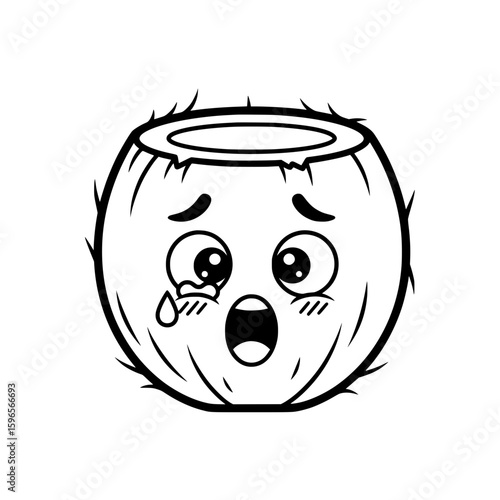 Crying Coconut – Sad Emotion Illustration