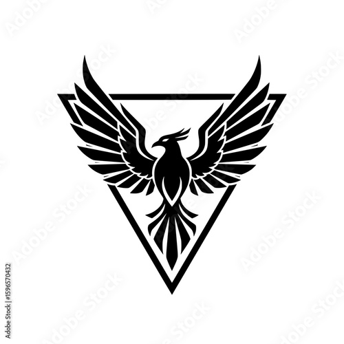 Phoenix Logo in Triangle - Symbol of Rebirth and Strength