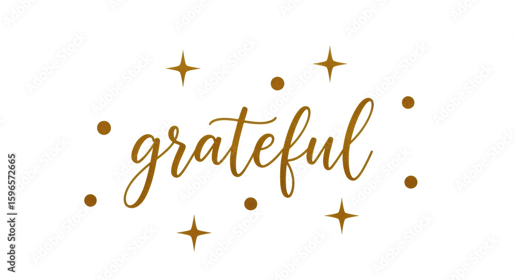 Obraz premium Isolated grateful text with stars