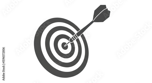 Photos Isolated Dartboard with Dart Hitting Bullseye on White Background