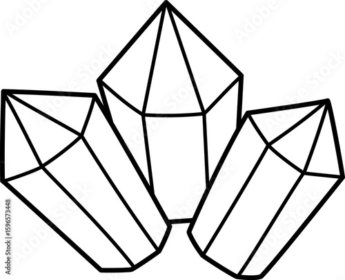 Vector black and white crystals. Dwarf or gnome treasures line clipart or coloring page. Ruby gemstone icon. Magic or fairytale precious stone isolated on white background