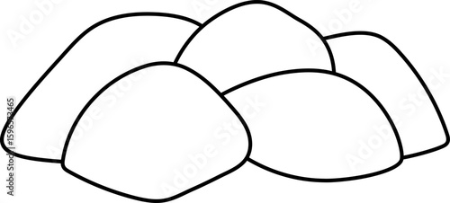 Vector black and white gold boulder. Dwarf or gnome treasures line clipart or coloring page. Golden stone icon. Magic or fairytale precious metal isolated on white background