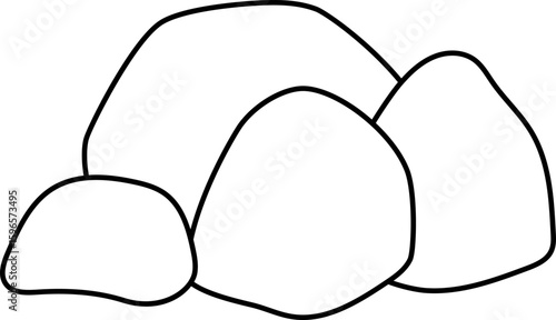 Vector black and white silver boulder. Dwarf or gnome treasures line clipart or coloring page. Magic or fairytale precious metal isolated on white background