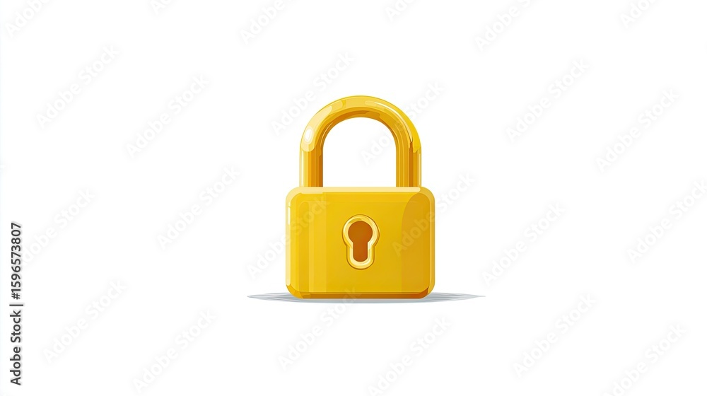 Golden Padlock Icon on White Background Golden Padlock Icon on White Background