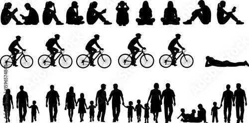 Architectural Drawings people vector illustration, top view, human person Minimal style hand drawn.