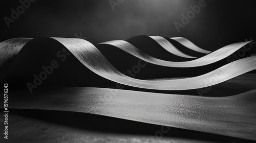 Abstract Black and White Waves of Light and Shadow in Artistic Form