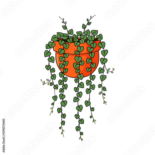 Hanging heart-shaped planter with cascading green leaves.