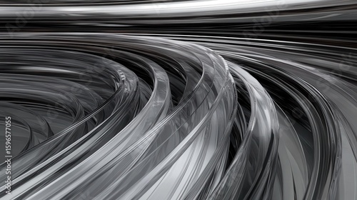 Abstract Curved Lines in Monochrome Shades of Black and Gray