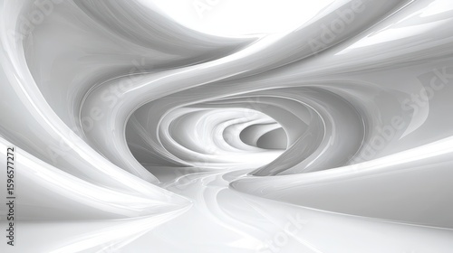 Abstract Flowing White Waves Creating a Modern Futuristic Tunnel