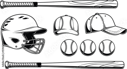 Baseballs elements illustration