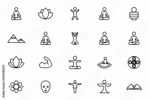 Contemporary line silhouettes of women practicing yoga in powerful and meditative postures. Perfect for digital planners, wellness apps, apparel design, and motivational prints