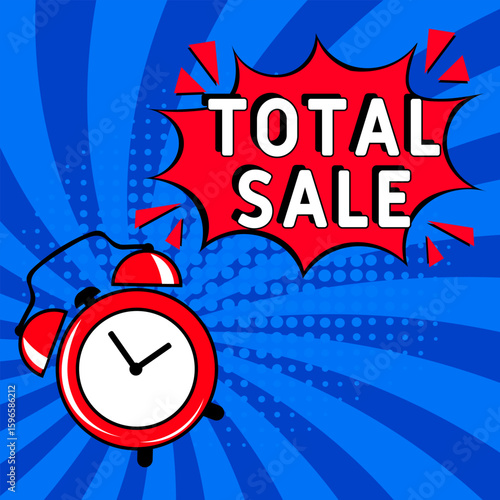 Comic book explosion with text Total sale, vector illustration. Total sale banner pop art. special offer, clearance. Sale banner.