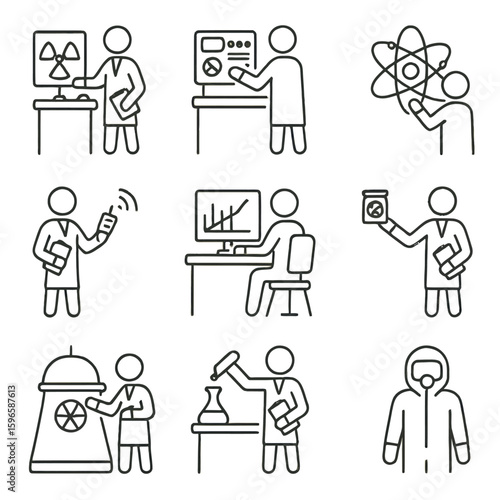 Nuclear Physics and Radiation Science Line Icons