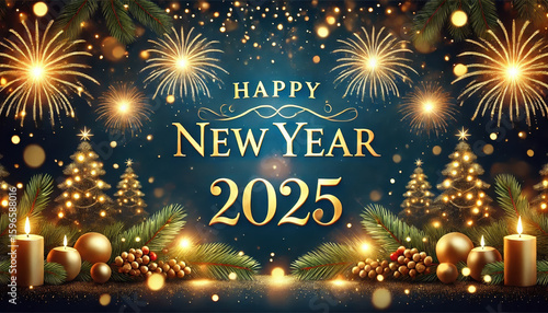 Wallpaper Mural Celebrate New Year's Eve with festive decorations, fireworks, and a joyful atmosphere welcoming the year 2025 with hope and cheer. Torontodigital.ca