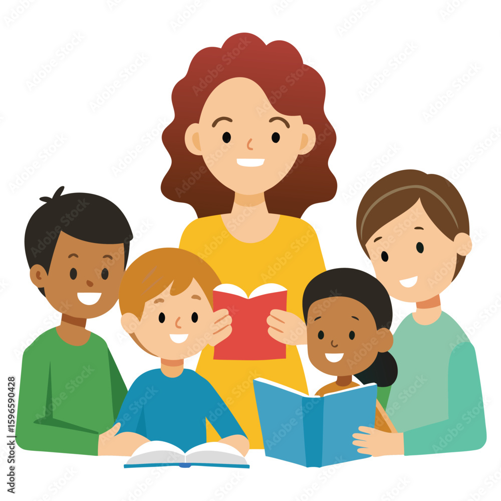 teacher and students are in study teacher and students are in study