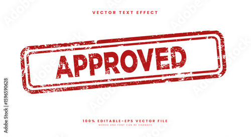 Approved stamp with grunge rubber 3d editable text effect template