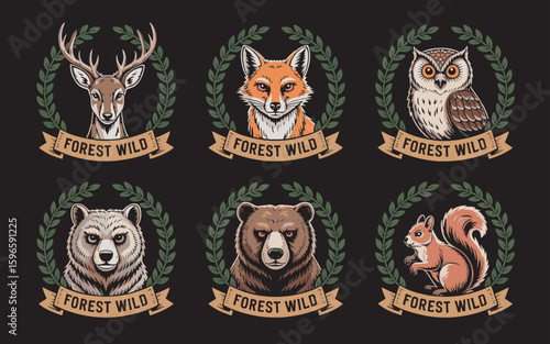 “Wildwood Whispers – Vintage Forest Animal Vector Set”

