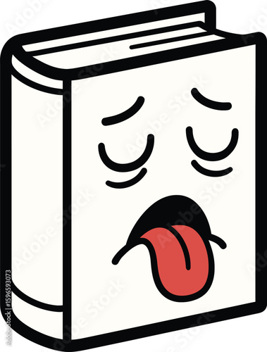 Bored Book Yawning with Tongue Out - Tiredness and Uninterest Icon