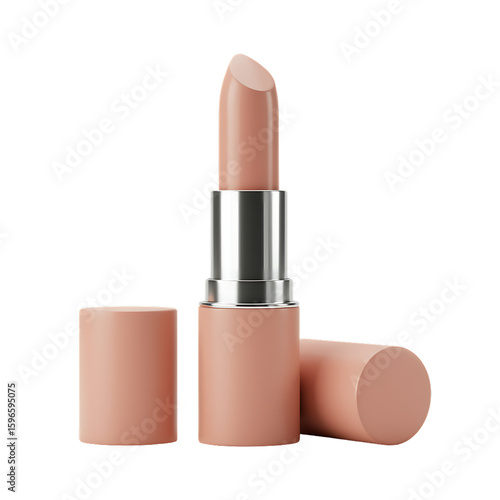 Shiny red lipstick tube isolated on a white background, perfect for beauty and fashion cosmetic close-up