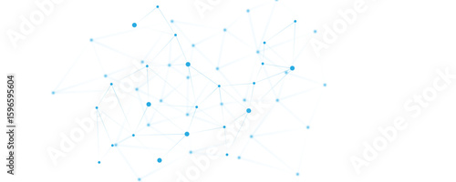 Blue white abstract polygon connection mesh digital technology futuristic communication high tech concept dots lines connect network background. 