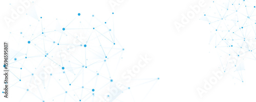 Blue white abstract polygon connection mesh digital technology futuristic communication high tech concept dots lines connect network background. 