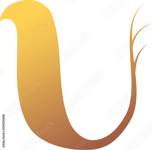 U Letter Logo. Couffeur, Hair and Beauty. Golden.
