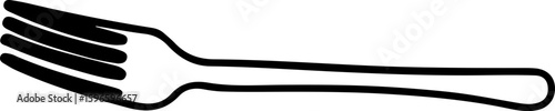 Horizontal Fork Outline: A simple black outline illustration of a fork, presented horizontally, ideal for menu elements, kitchen icons, or minimalist dining themes.
