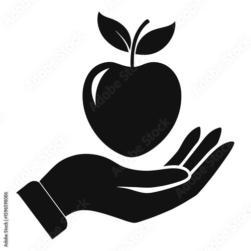Hand holding apple icon