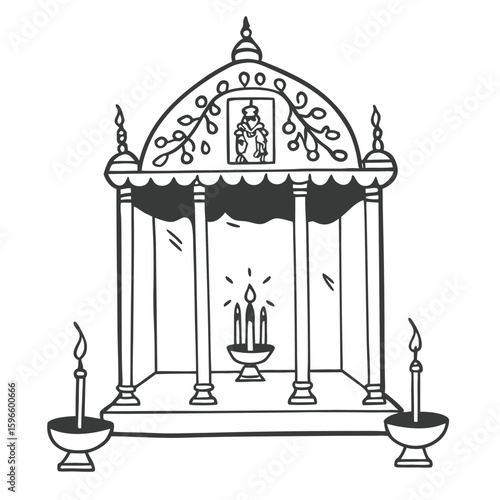 Elegant Home Mandir Design A traditional Hindu shrine crafted from finely polished sandalwood perfect for prayer meditation and creating a sacred space in your home