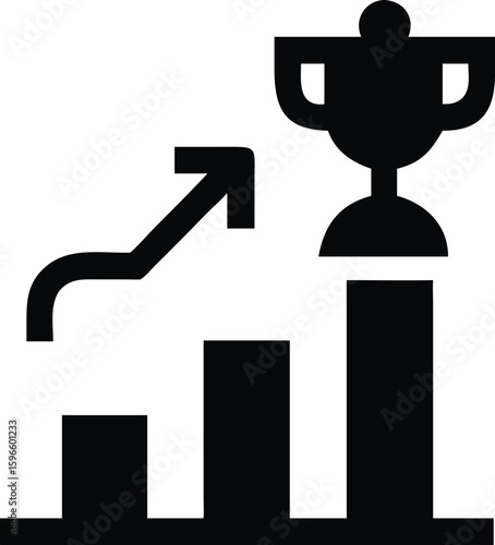 Business growth success achievement trophy icon