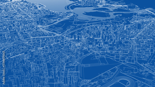 Urban modern landscape. Vector rendering of 3d