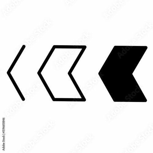 Left Chevron Arrow Icons Set - Back and Previous Navigation