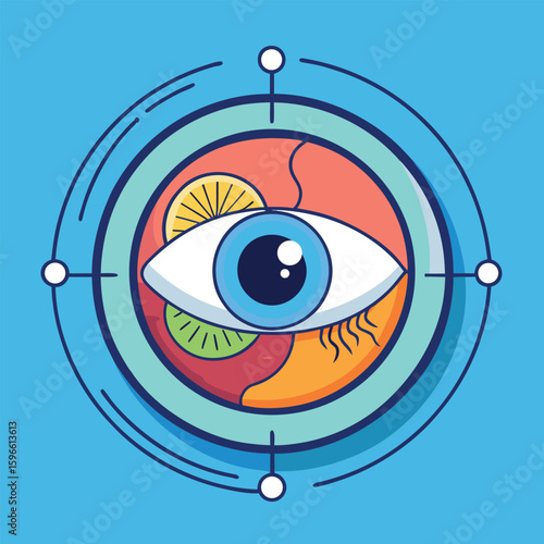 "Thin line-art vector of eye anatomy featuring the aqueous humor, vitreous humor, sclera, and retina in a clean scientific diagram."