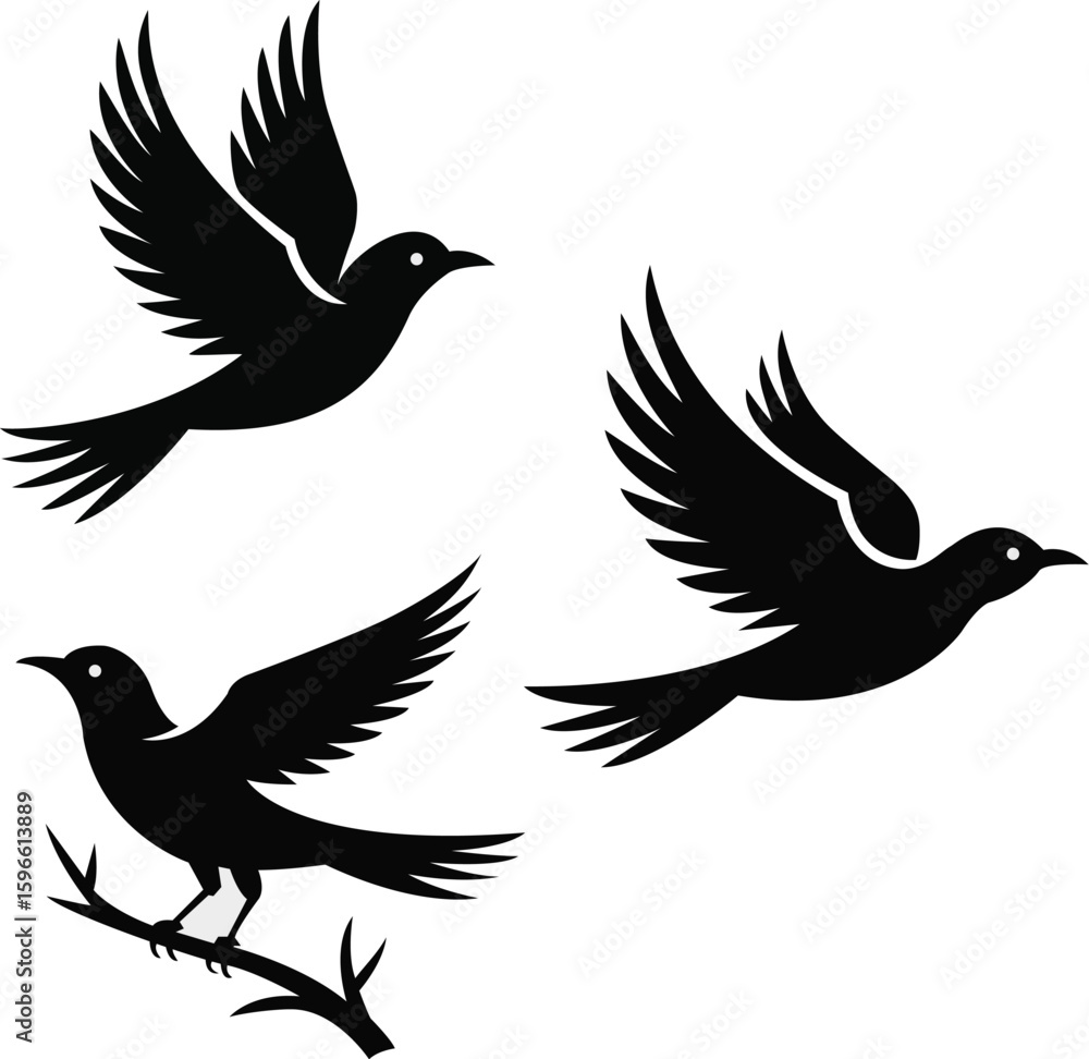 Obraz premium Hand drawn flying dove silhouette