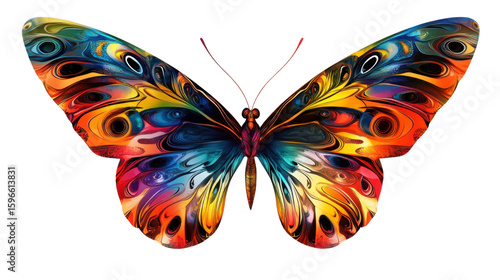 A single beautiful butterfly 3d render icon isolated on white background 