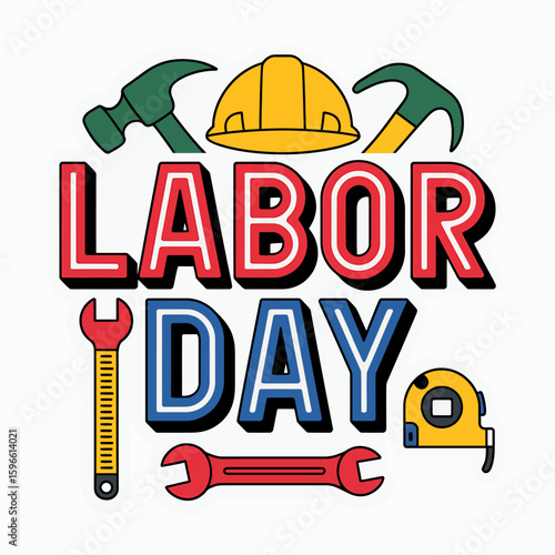 Stylized Labor Day Graphic Design Honoring Workers with a Vibrant and Colorful Design