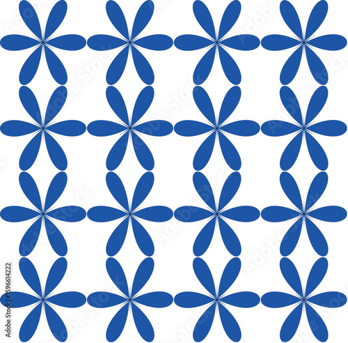 Seamless Pattern: Blue Geometric Flowers