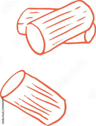 Hand Drawn Rigatoni Pasta Pieces