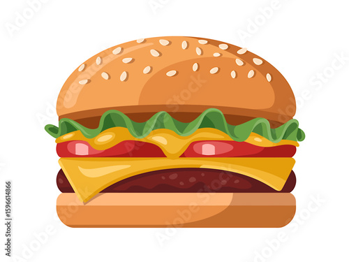 Deliciously stacked cheeseburger with sesame seed bun