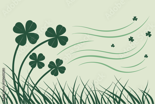Floating Clover Petals with Wind Motion Effect vector illustration
