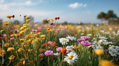 Field of Multicolored Wildflowers