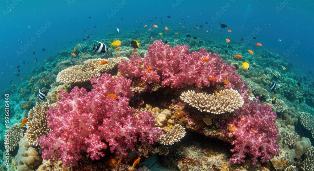 Obraz premium Underwater coral reef teeming with fish (4)