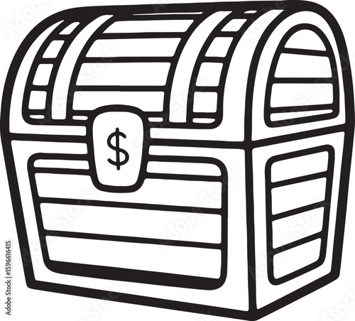 Treasure Chest with Dollar Sign Icon - Symbol of Wealth and Financial Discovery