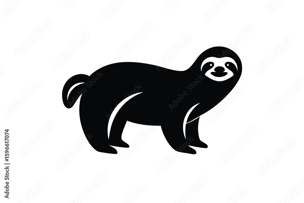Fototapeta premium Simple Black and White Sloth Illustration for Graphic Design and Iconography