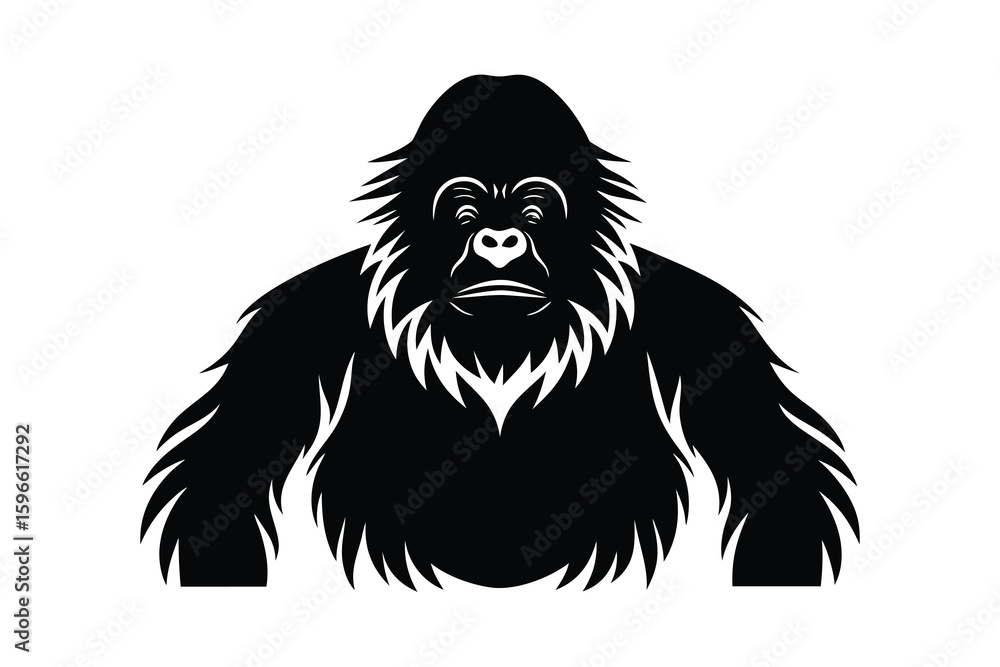 Fototapeta premium Powerful Gorilla Silhouette Strong Ape Animal Vector Graphic